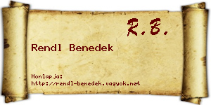Rendl Benedek névjegykártya